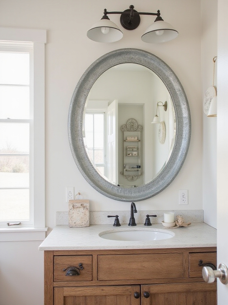 Farmhouse bathroom with galvanized metal accents
