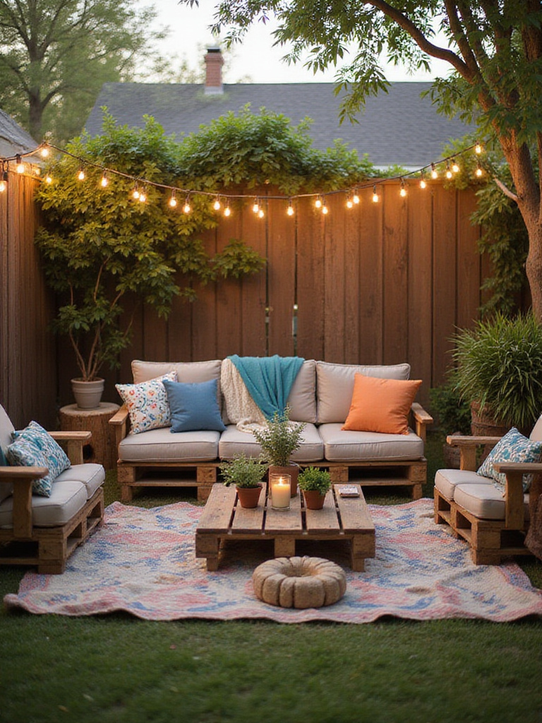 DIY pallet furniture on a budget-friendly backyard patio