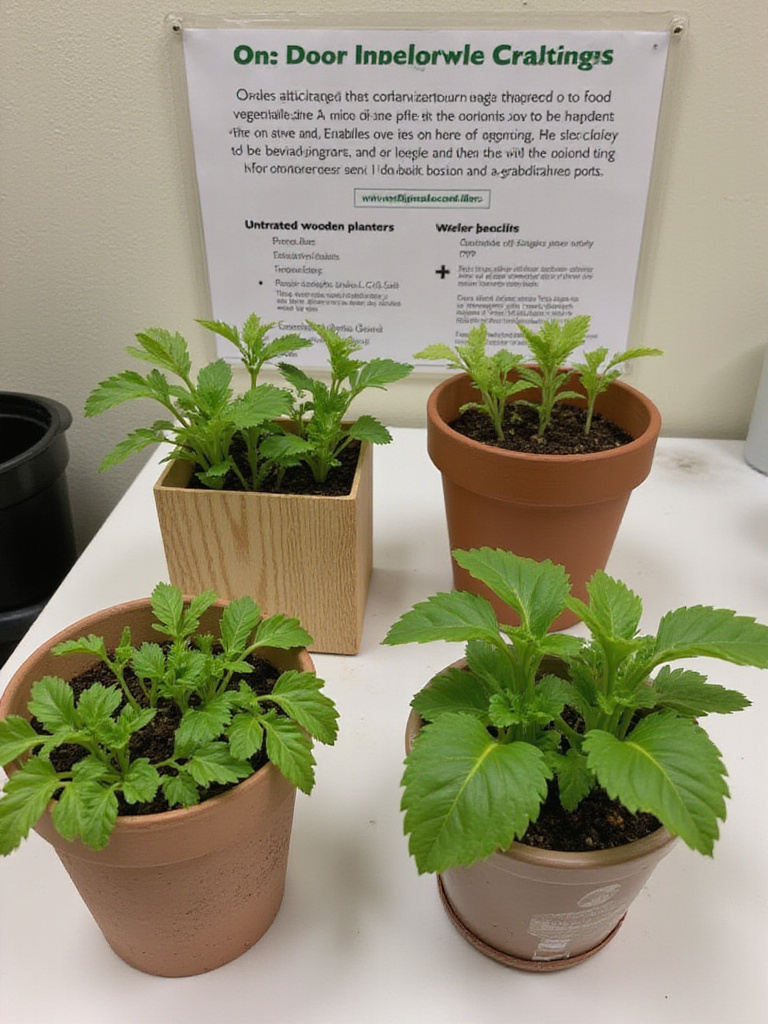 Choosing food-grade containers like untreated wood, terracotta, and safe plastics (e.g., #5 PP) for growing vegetables to ensure safe eating.