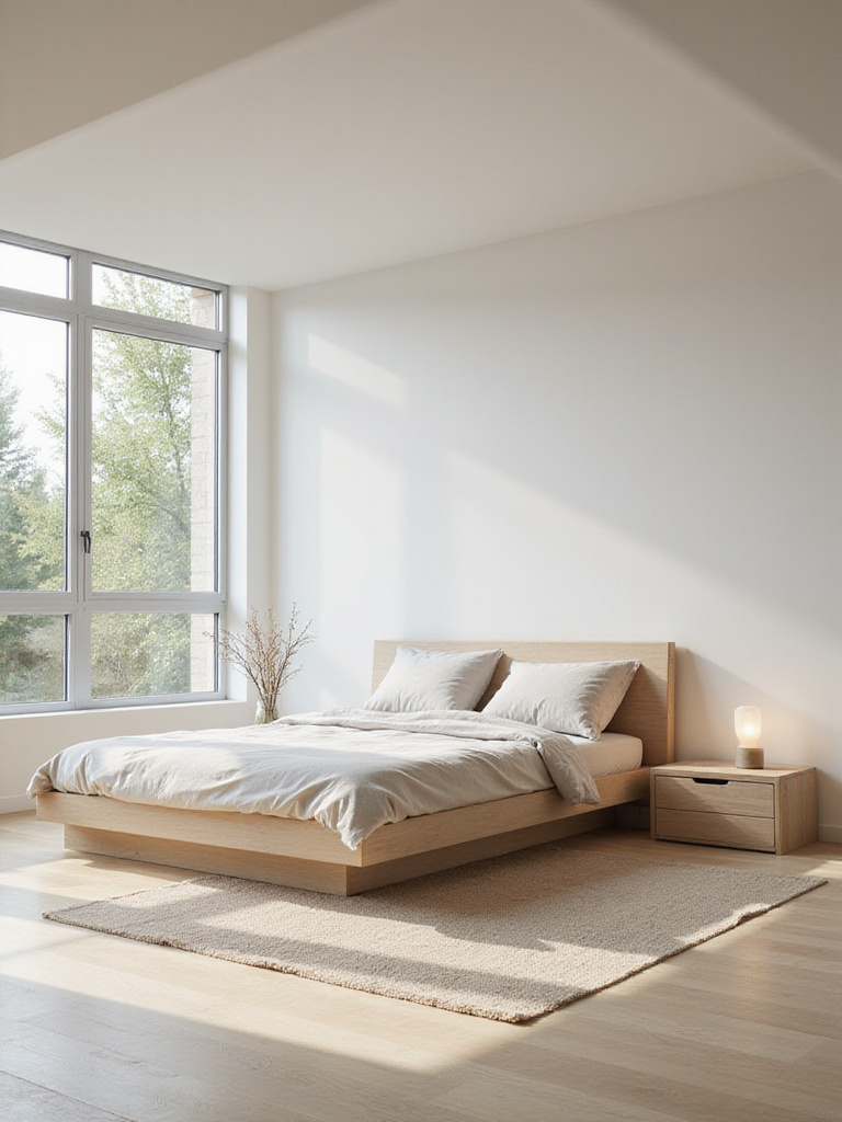 Small bedroom with optimized furniture placement for spaciousness