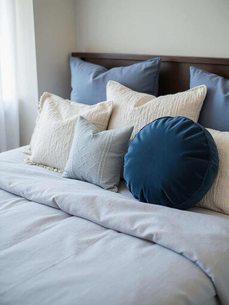 Bedroom makeover with affordable throw pillows on a queen-sized bed
