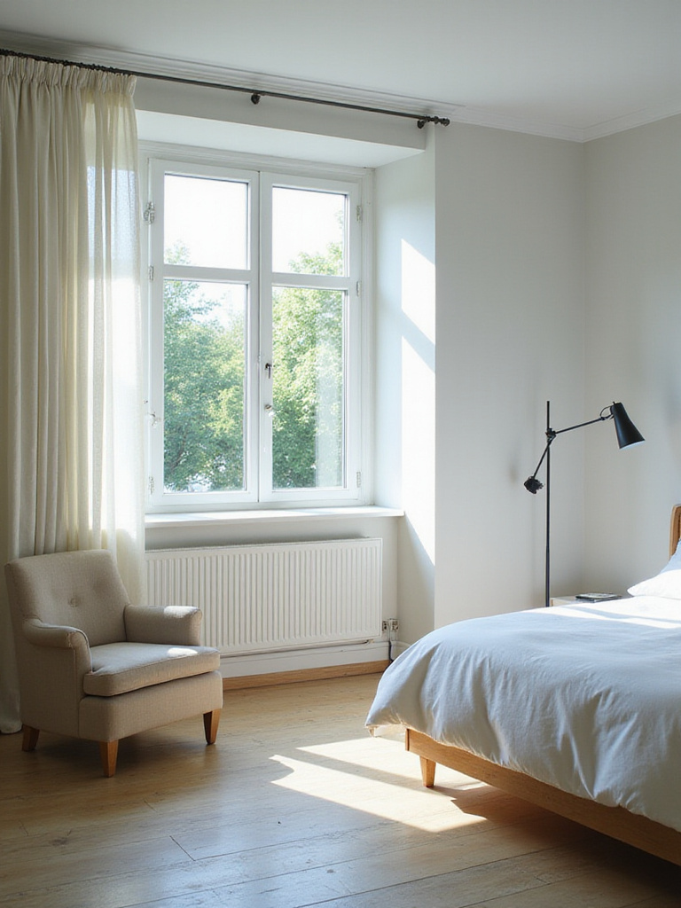 Bedroom with furniture rearranged for a fresh, new look