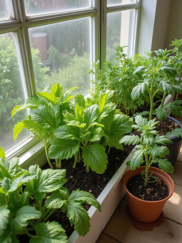 A selection of the top 10 easiest vegetables for containers, including lettuce, spinach, bush beans, and cherry tomatoes, growing successfully on a balcony.