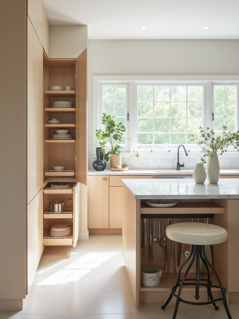Modern kitchen with smart and stylish storage solutions.