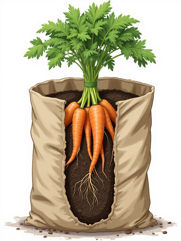 Successfully growing root vegetables like carrots or potatoes in deep pots or fabric grow bags to ensure ample space for root development.