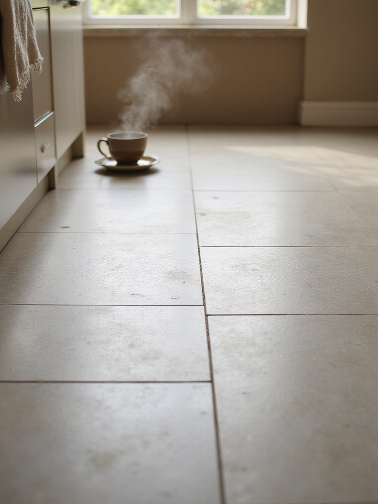 Kitchen floor tiles with underfloor heating, providing warmth and comfort.