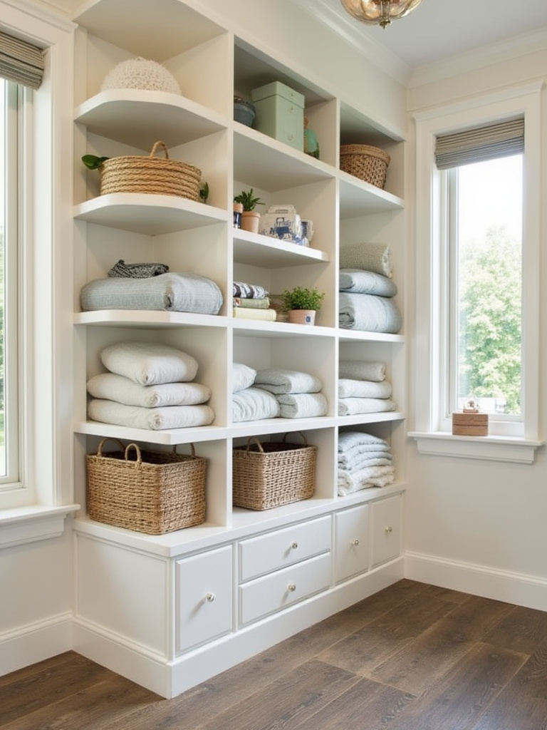 Bright apartment living room with light colors and a large mirror reflecting natural light.