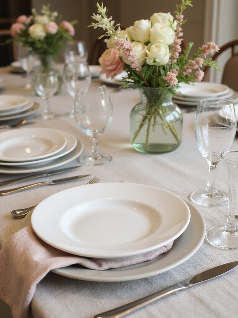 Beautifully curated versatile table setting for any occasion with elegant dinnerware and centerpieces.