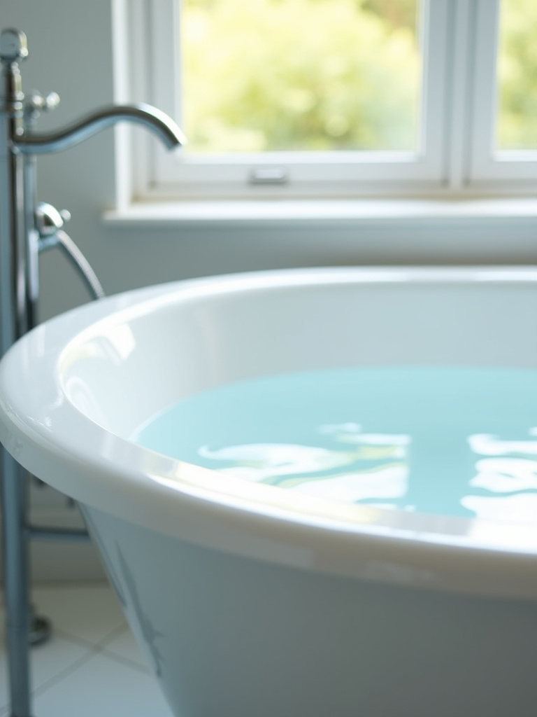 A sparkling clean bathtub in a modern bathroom, showcasing daily cleaning benefits.