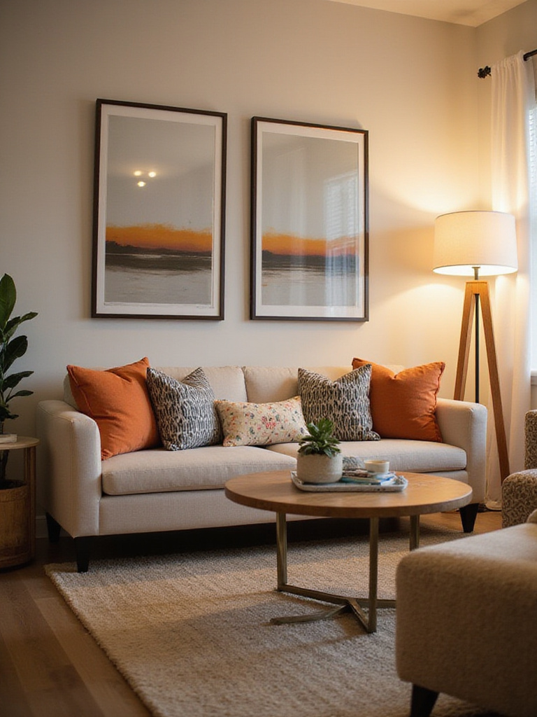 Stylish apartment living room decorated on a budget with smart finds