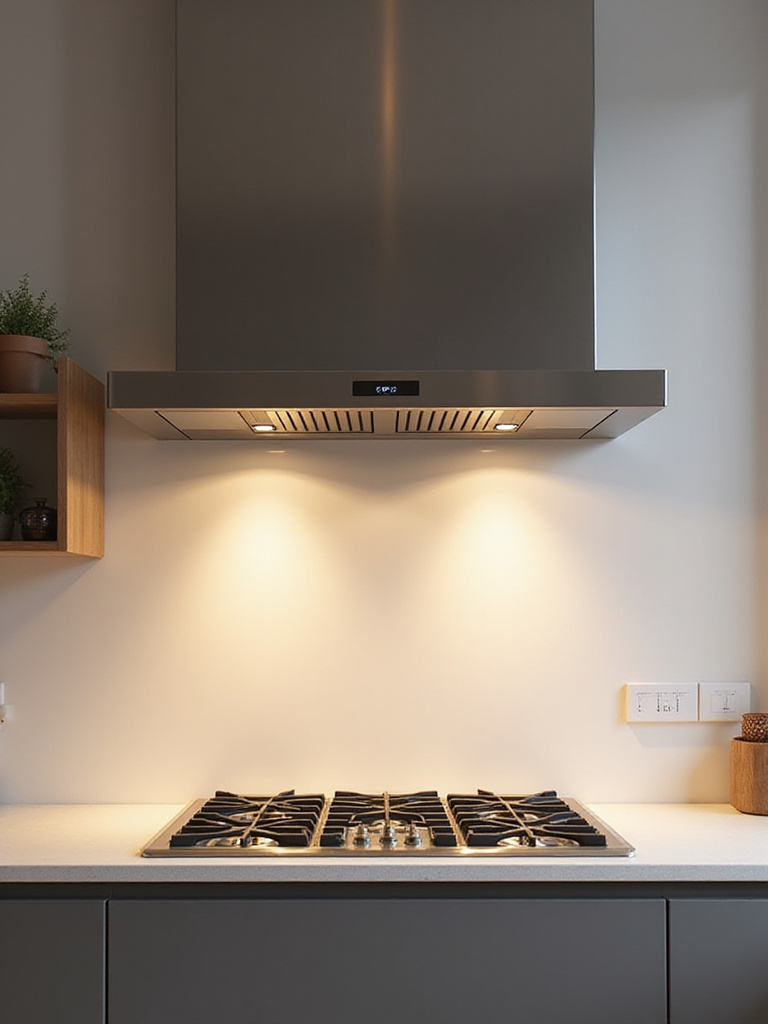 Professional kitchen interior showcasing modern range hood for optimal air quality.