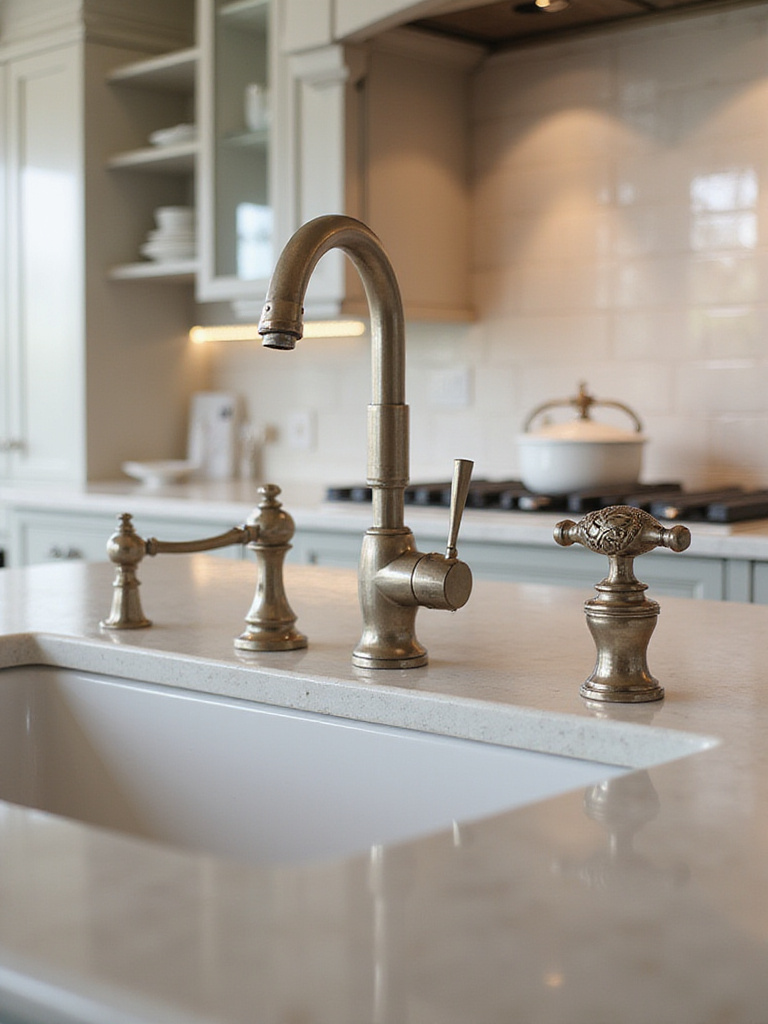 Elegant kitchen fixtures and hardware showcasing modern design elements