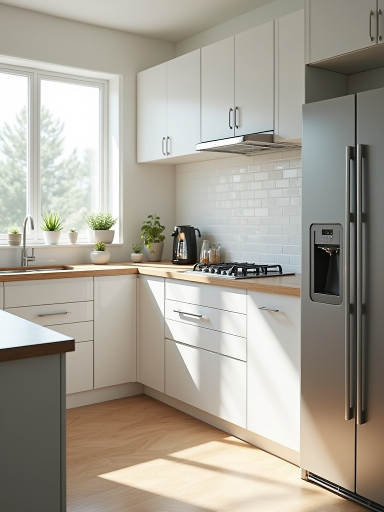 Modern kitchen interior with strategic appliance placement for accessibility