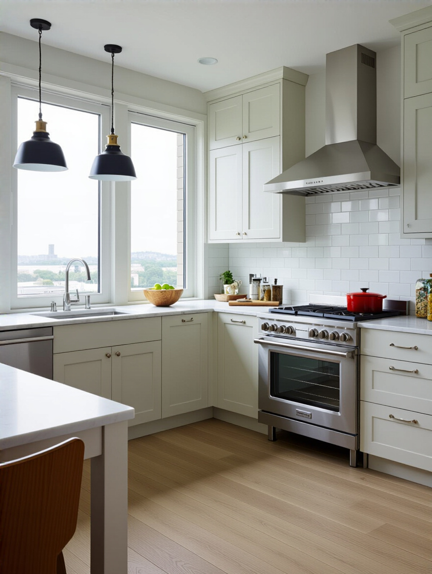 Modern kitchen wall with intricate removable wall decal featuring botanical patterns and inspirational quotes