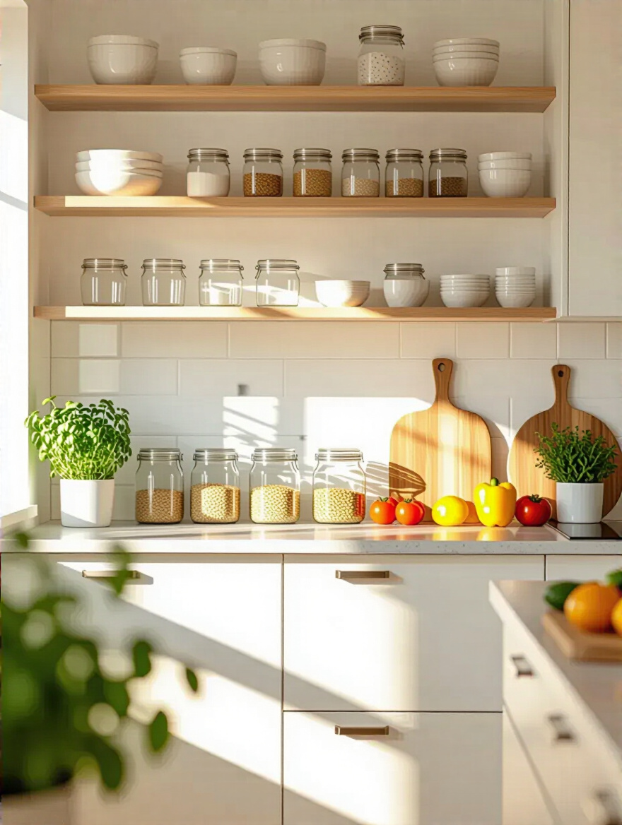 Organized and decluttered modern kitchen with 