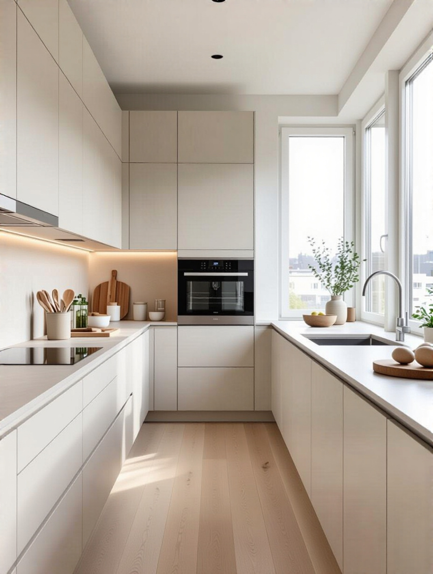 Scandinavian kitchen featuring clean lines and clutter-free environment