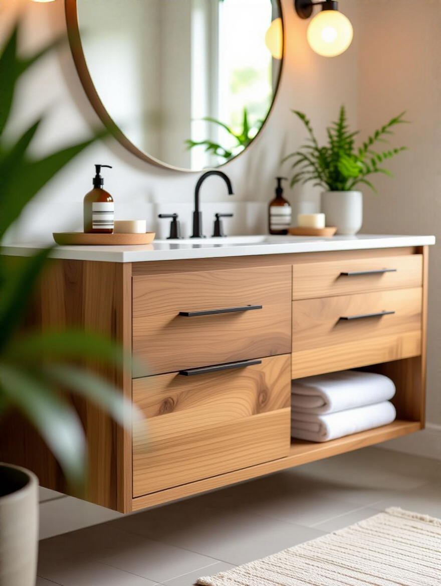 Stylish bathroom vanity with modern design and materials