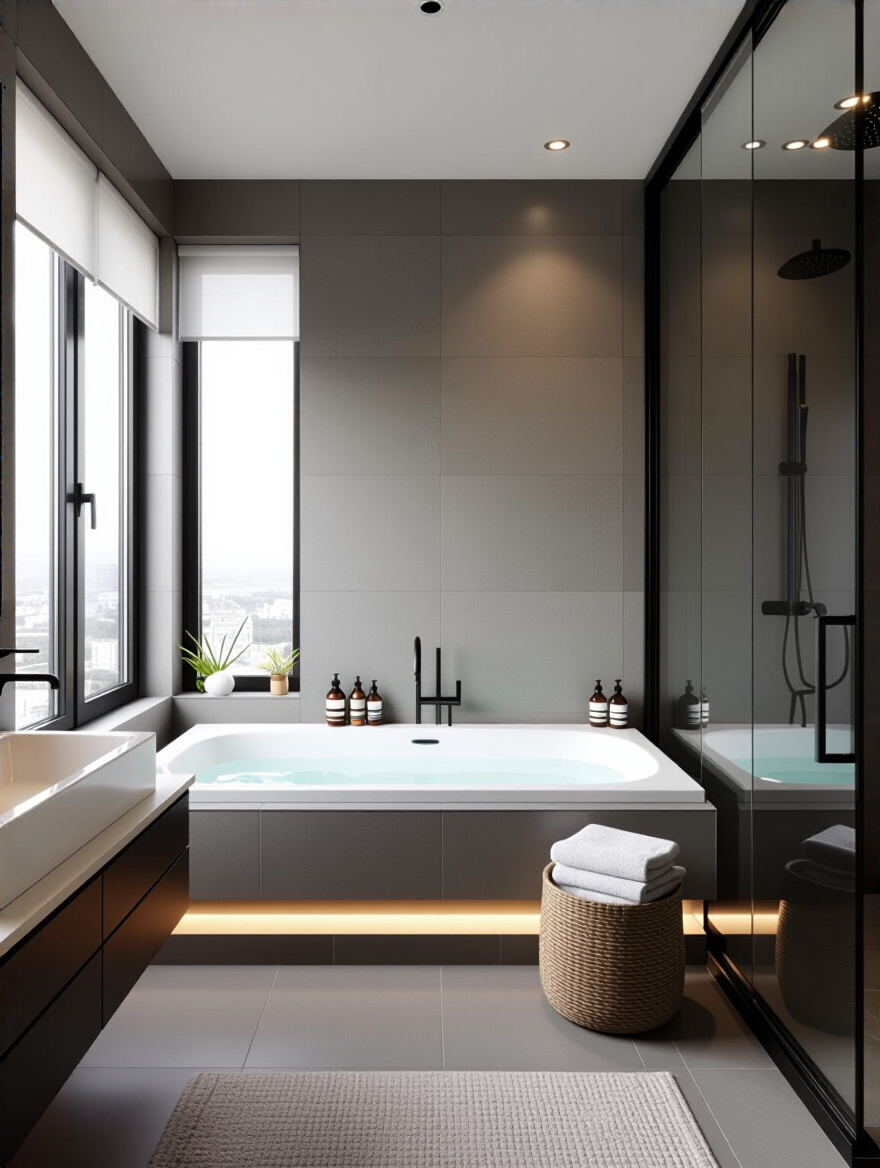 Top-down view of bathroom floor plan sketch with measuring tools for precise bathroom space measurement