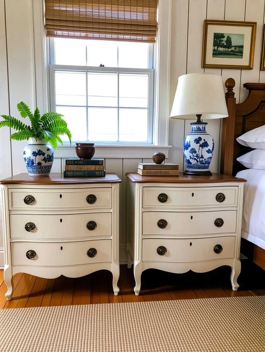 Select Complementary Vintage Nightstands for Added Charm for vintage bedroom ideas