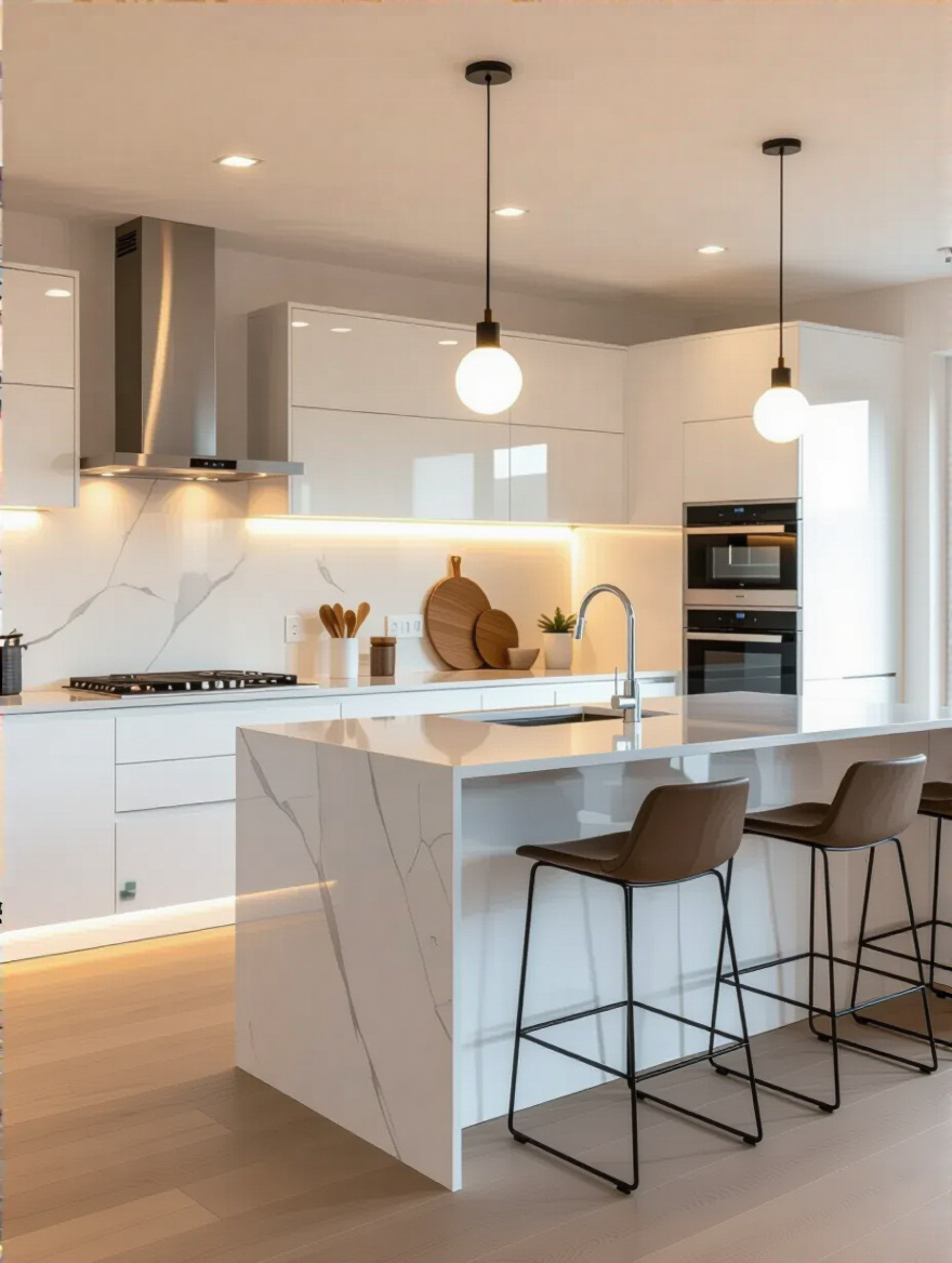 Modern kitchen with LED lighting and energy-efficient accents