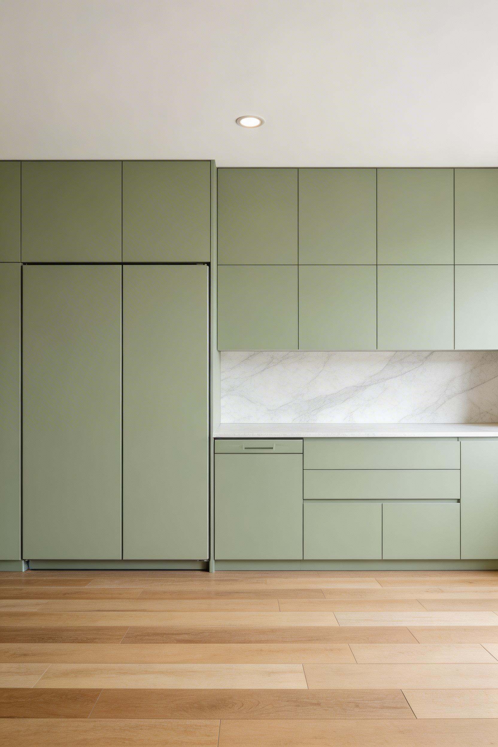Fully integrated panel-ready appliances dissolve into the cabinetry of this luxurious kitchen design, creating an uninterrupted architectural composition.