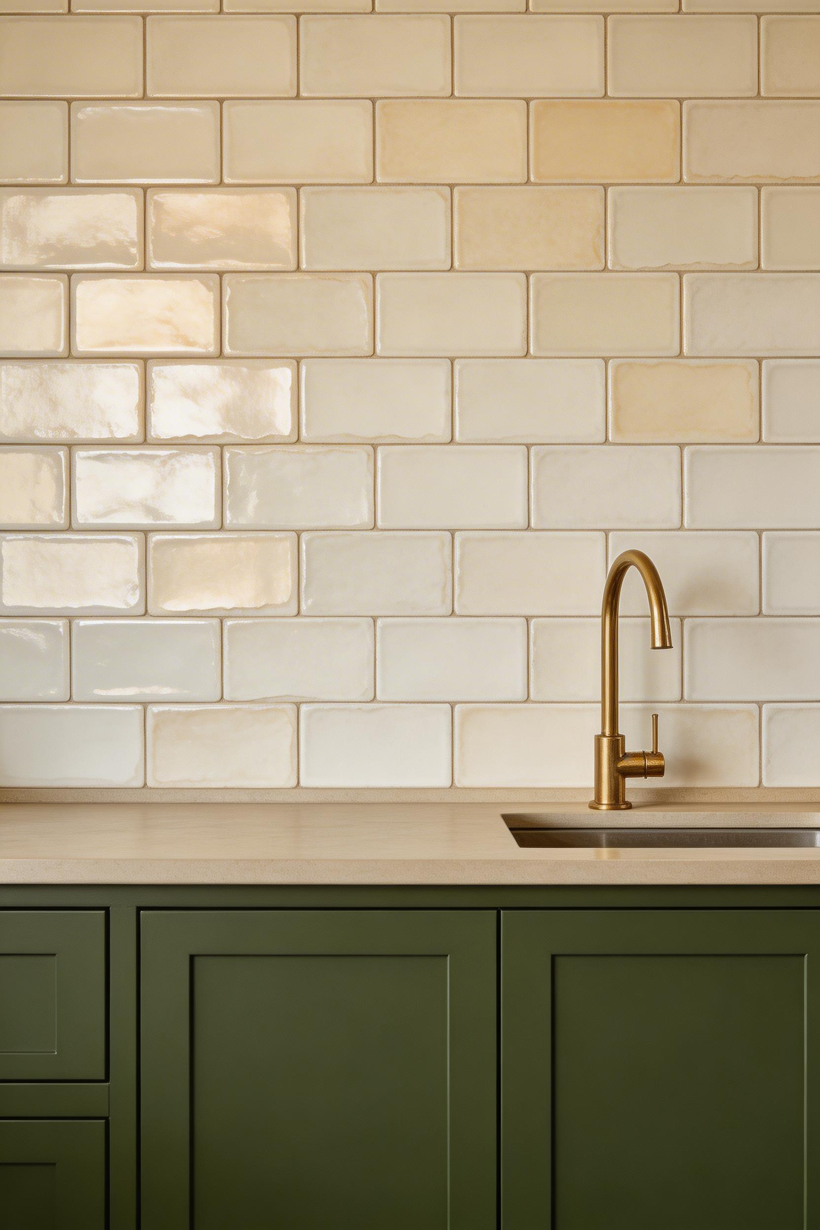Handmade zellige tiles bring eight centuries of Moroccan artisan craft to this luxurious kitchen backsplash, their irregular glaze creating tonal depth and warmth.