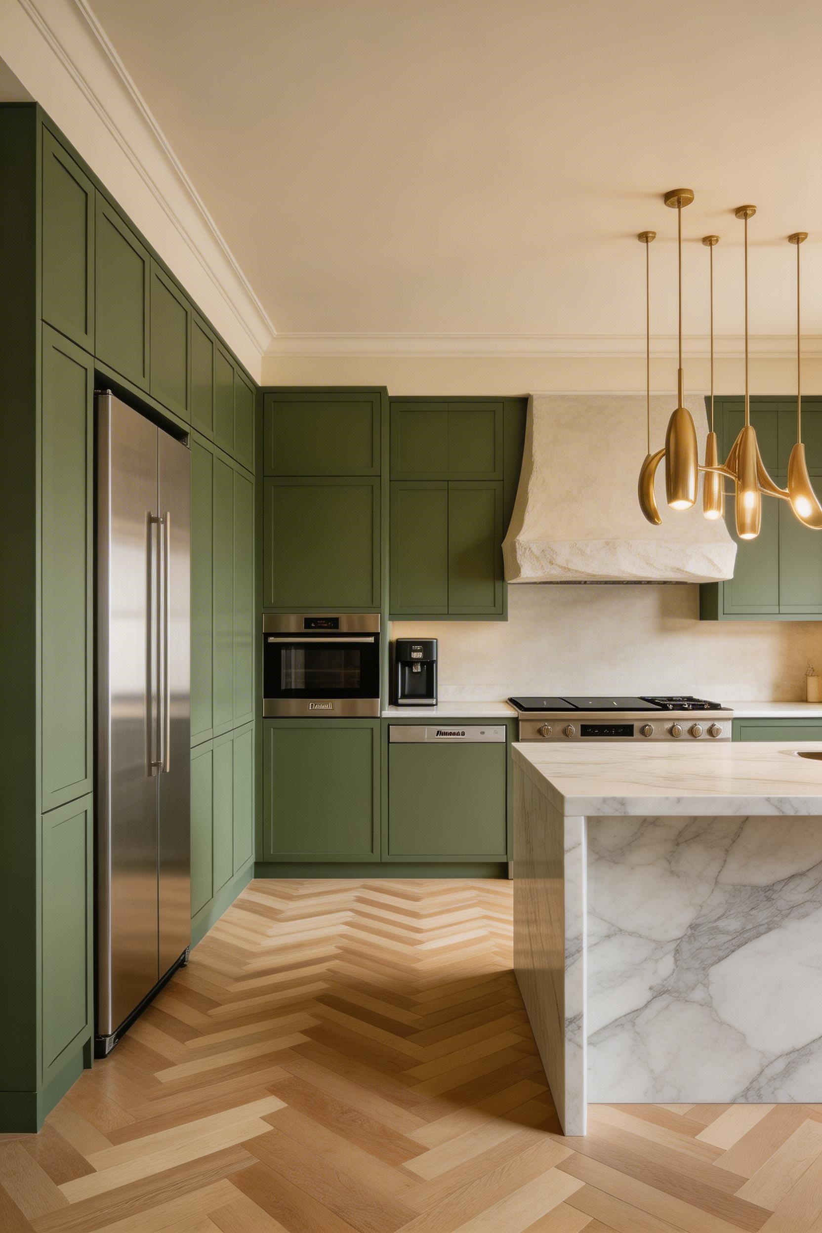Fully integrated Miele, Sub-Zero, and Wolf smart kitchen technology disappears behind seamless cabinetry, making the luxurious kitchen design as intelligent as it is beautiful.