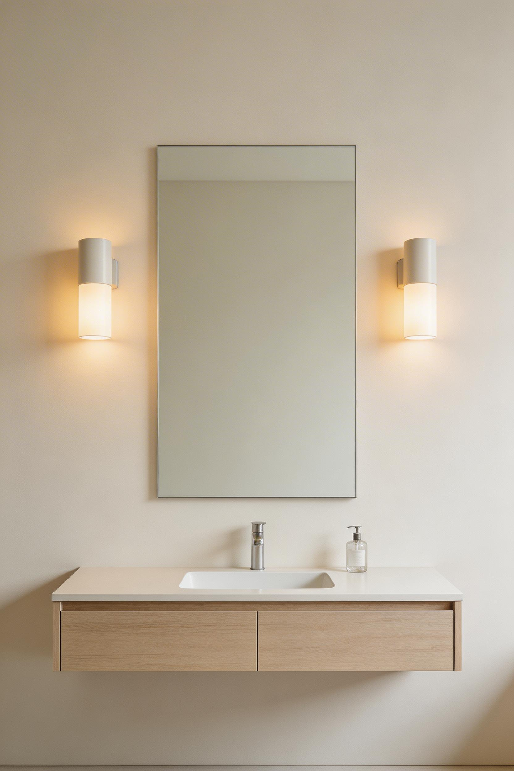 Side lighting at eye level in a bathroom design small or large produces more flattering light for grooming tasks than any overhead-only configuration.