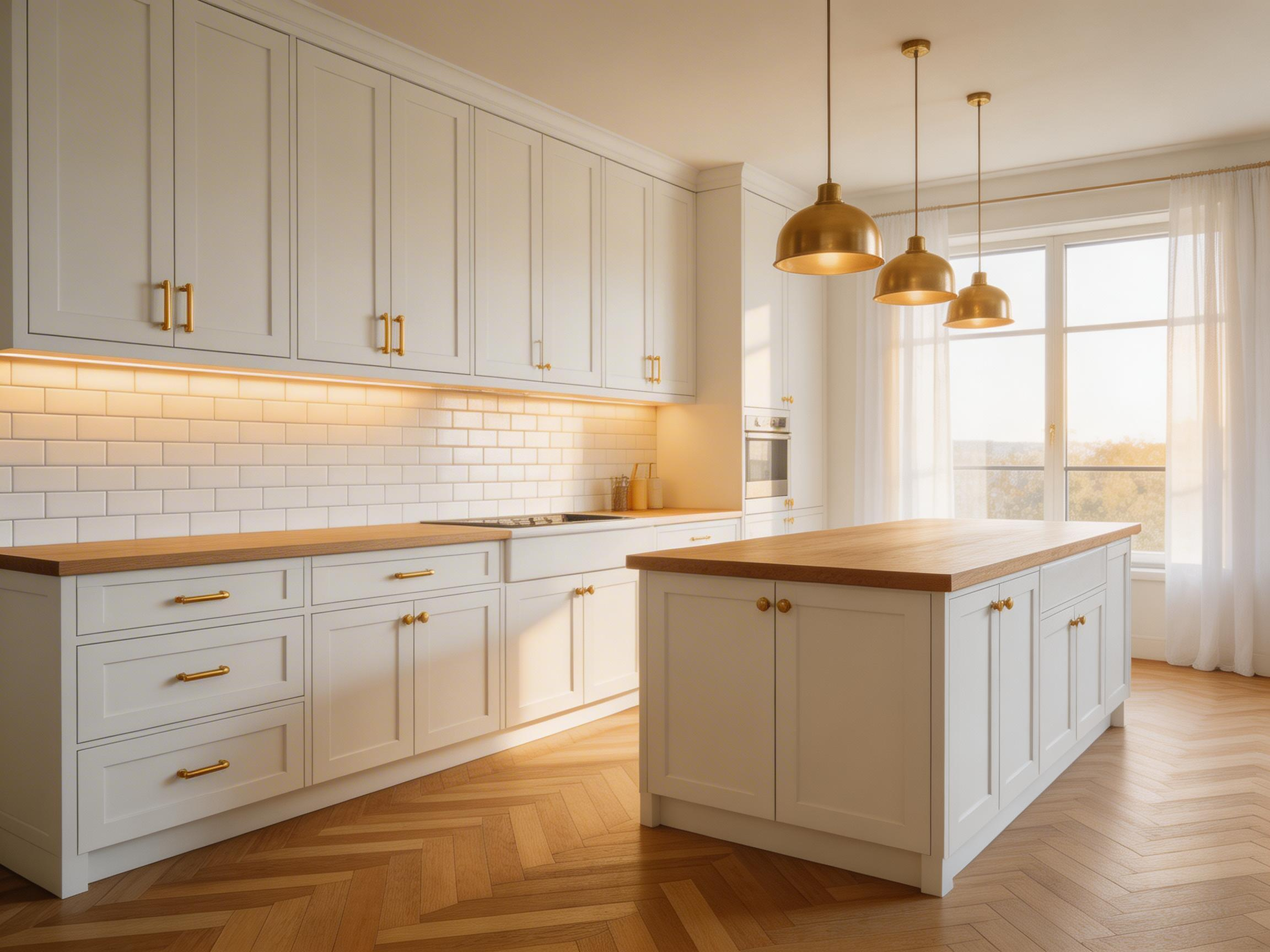 A Scandinavian-influenced kitchen showing the kitchen design tips in this article in practice — layered lighting, a single natural material anchor, continuous backsplash, and proportional island clearances creating a kitchen that works as well as it looks.