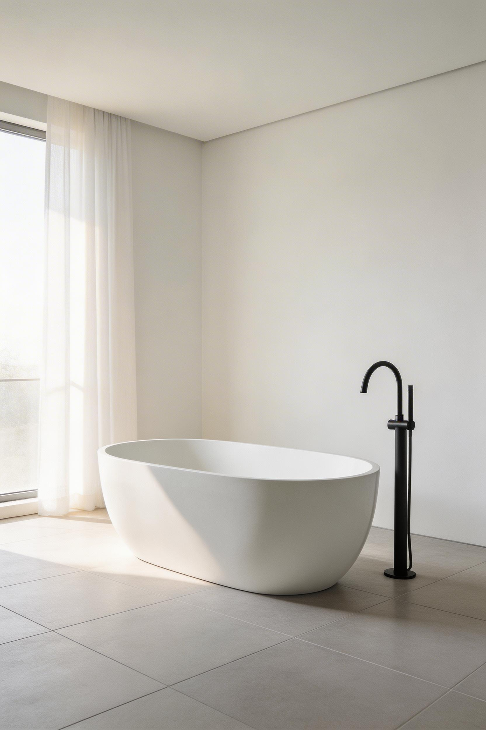 A freestanding bath can anchor a contemporary bathroom remodel visually, but requires sufficient floor space and careful drain rough-in planning to work well in practice.