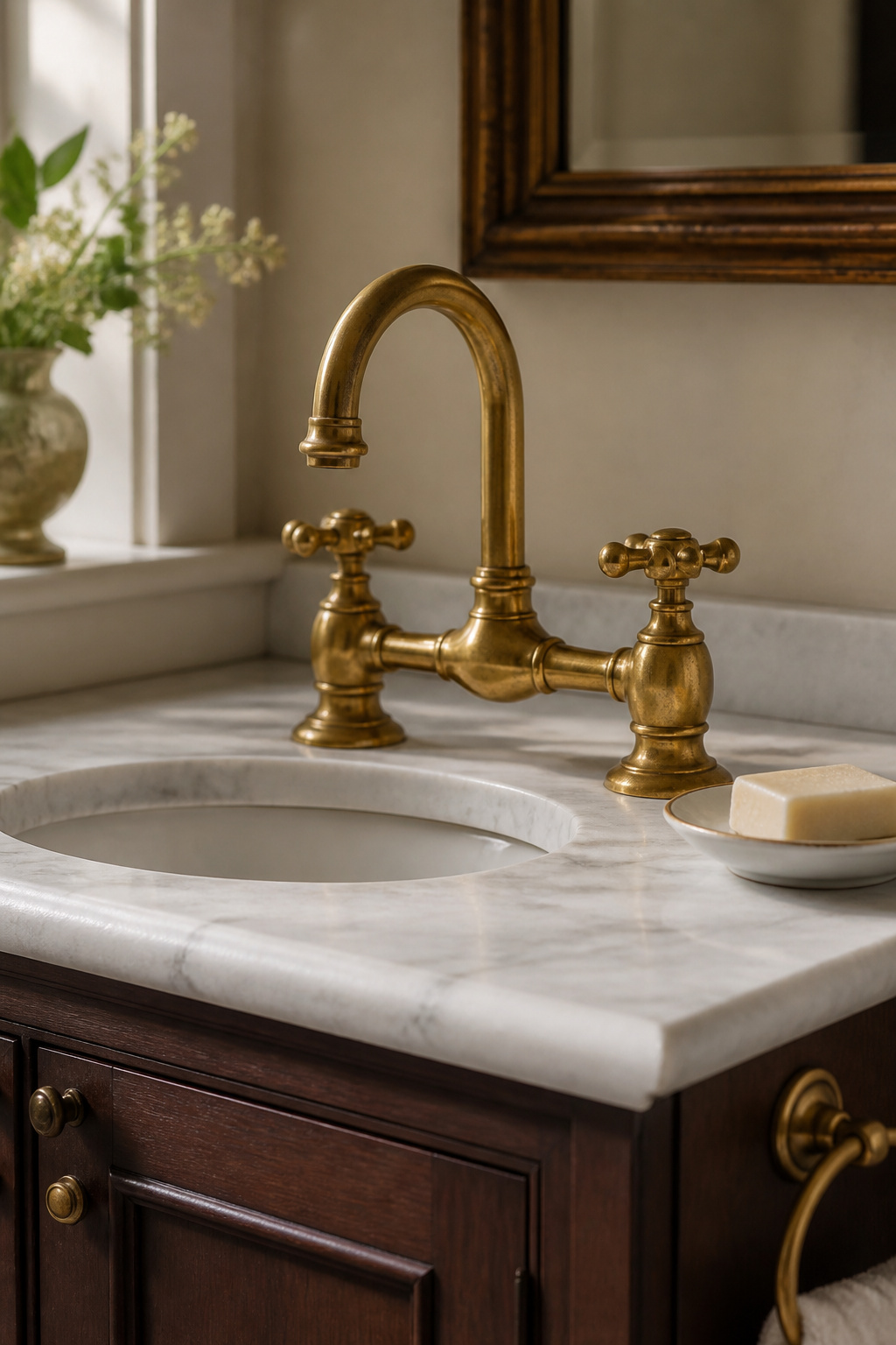 Unlacquered brass develops a natural patina over time — deepening from bright gold to warm amber — that lacquered finishes can never replicate.