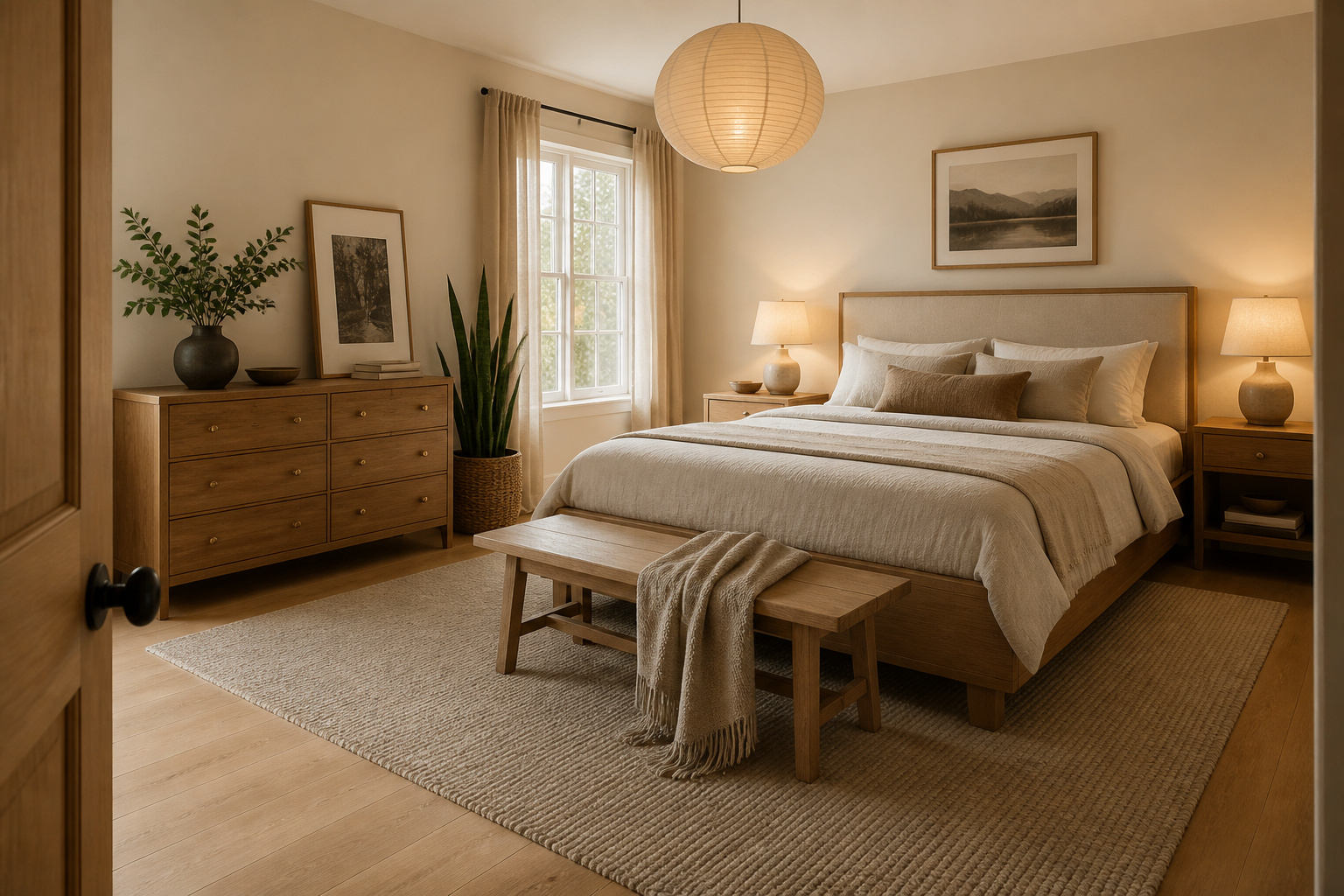 Every element in proportion, every surface considered, every material natural — a bedroom that feels as right as it looks, because the two are the same thing.
