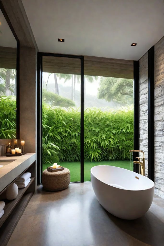 Bathroom with a view of nature