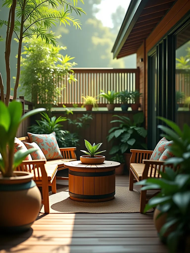 Beach inspired deck furniture and decor