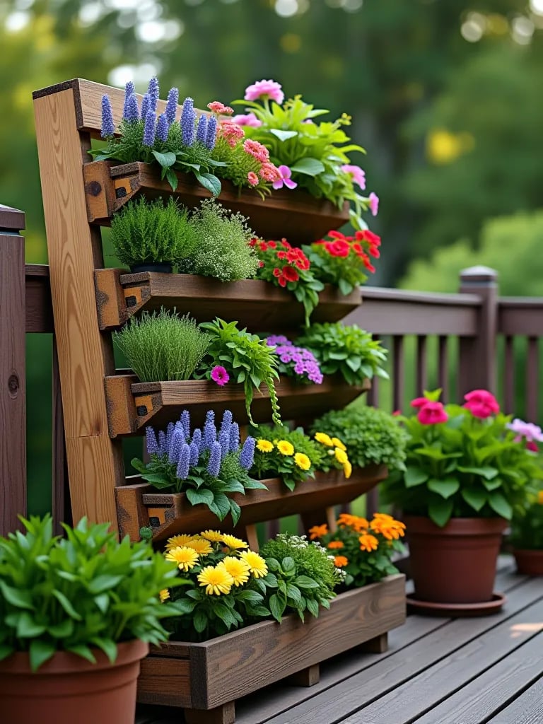 Bohemian deck setup with floor cushions and succulents