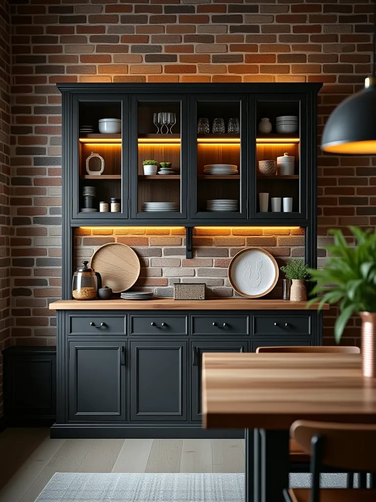 Characterful dining room with industrial sideboard