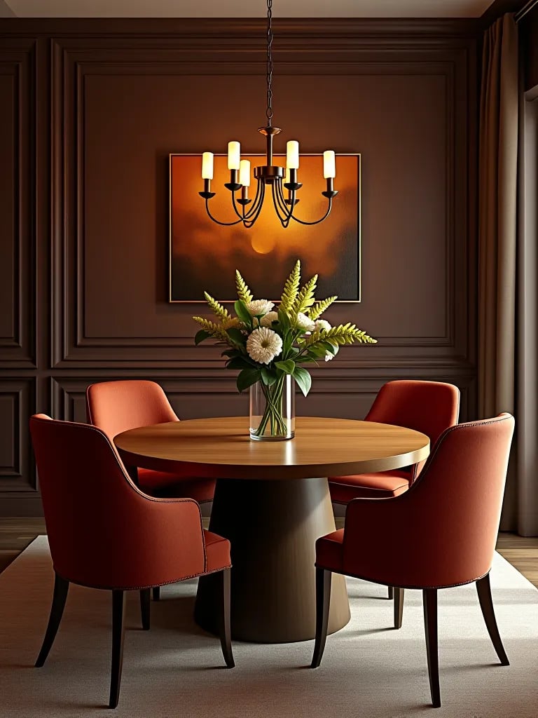 Cozy dining area with upholstered contemporary chairs