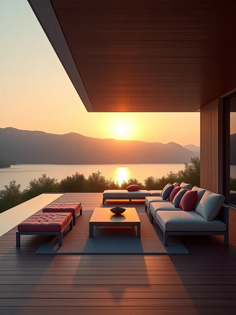 Cozy rustic deck with fireplace