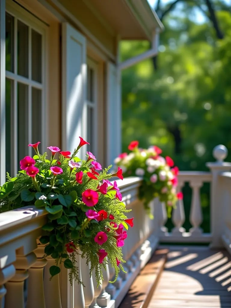 Deck pathway lined with fragrant herb planters