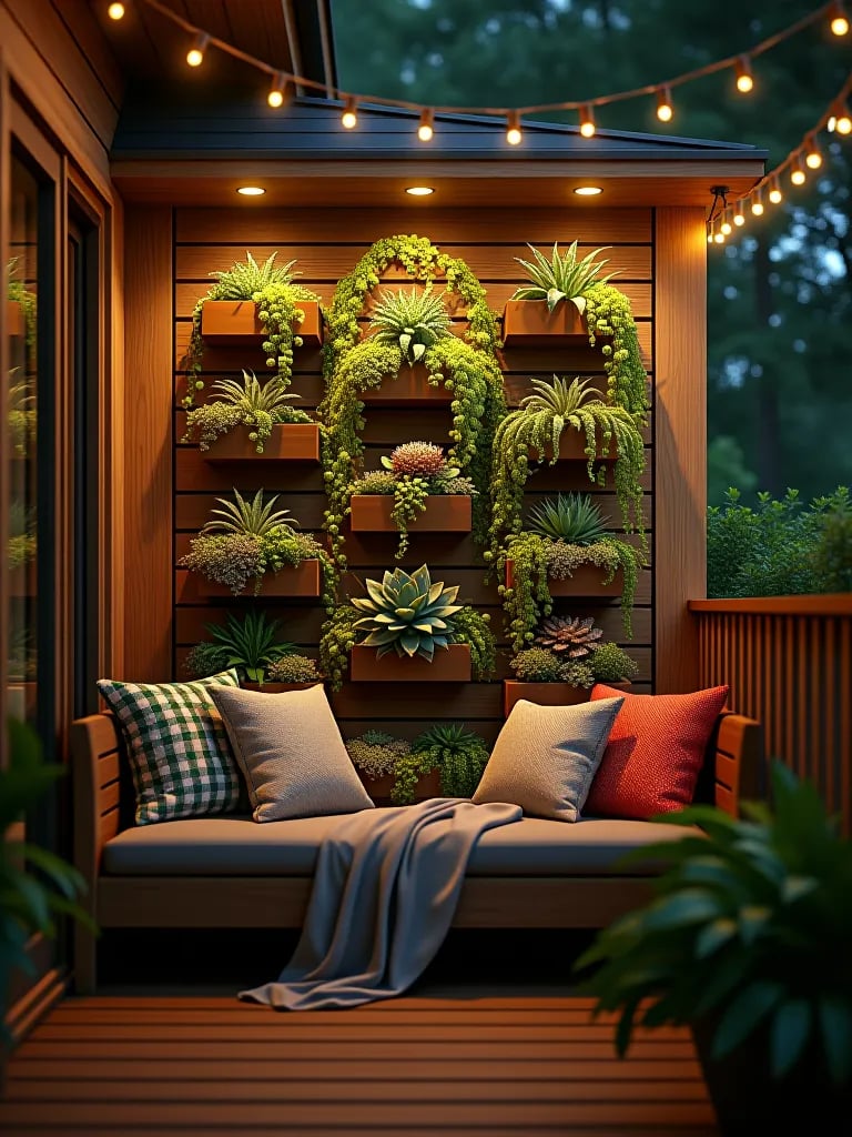 Deck with flower boxes blending into natural surroundings