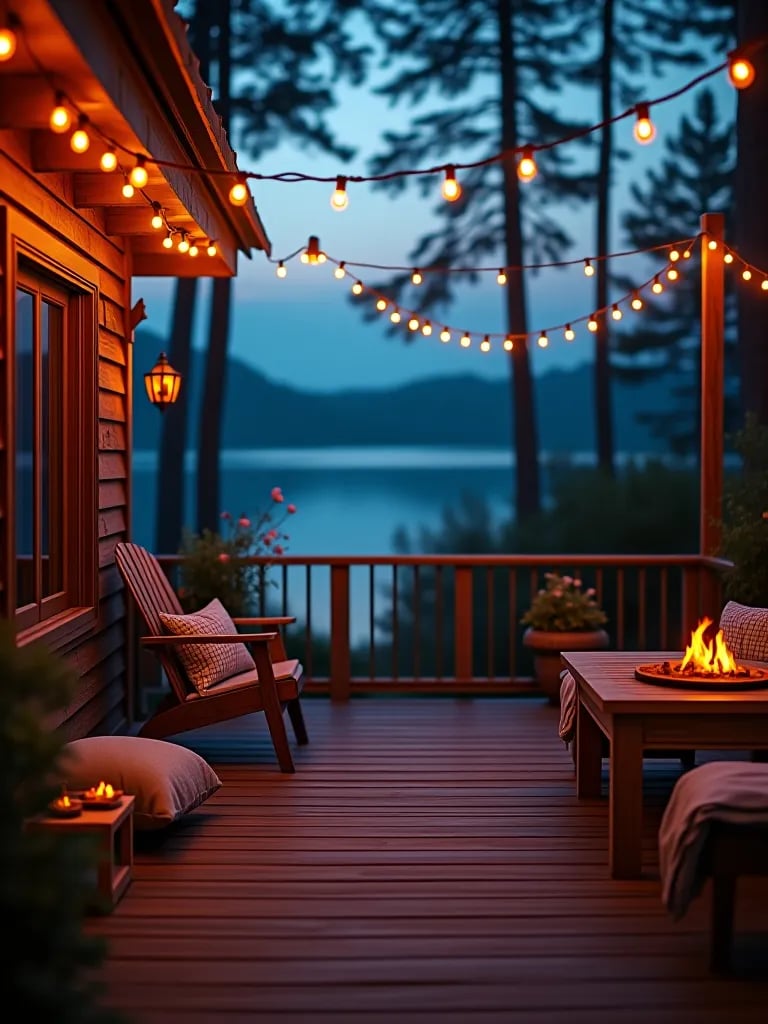 Deck with illuminated stairs and railings