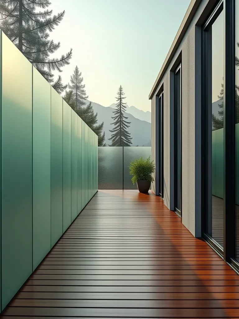 Deck with tall planter boxes and ornamental grasses