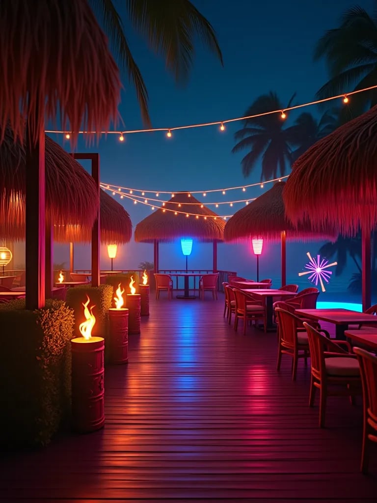 Deck with twinkling star like ceiling lights