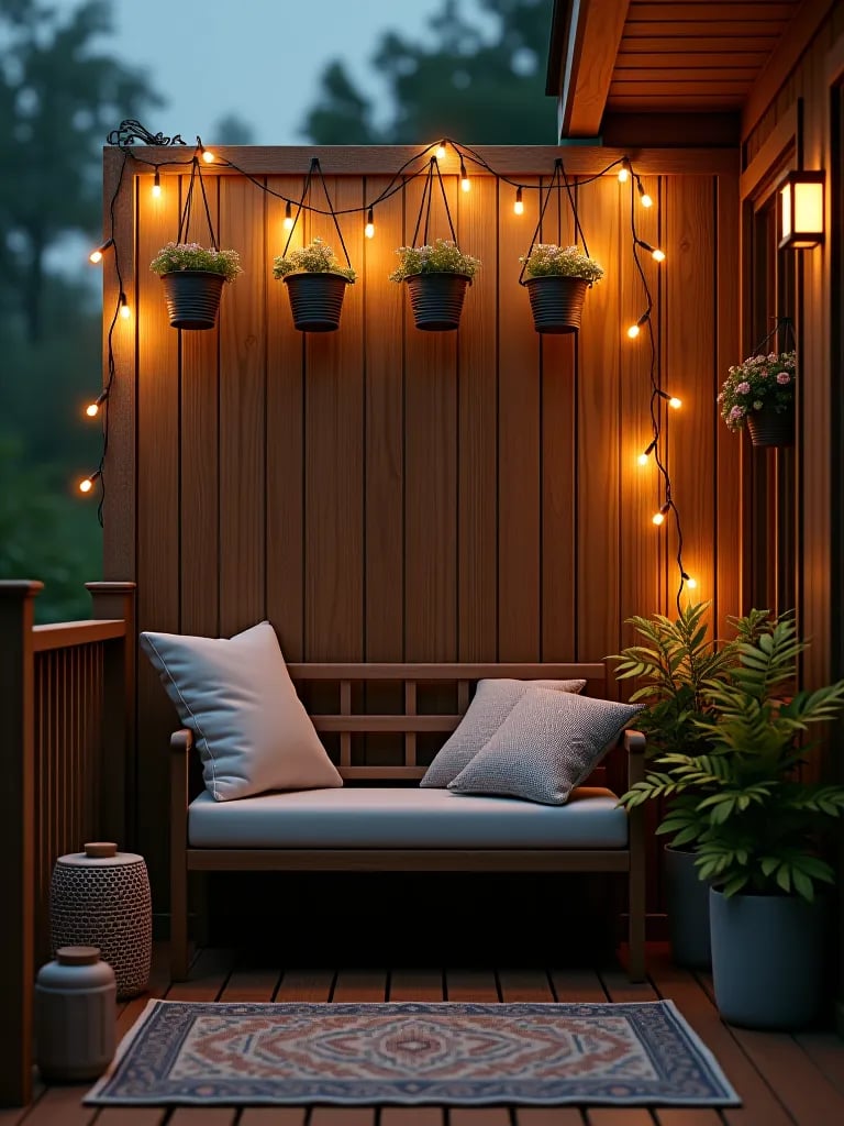 Deck with vertical garden privacy wall