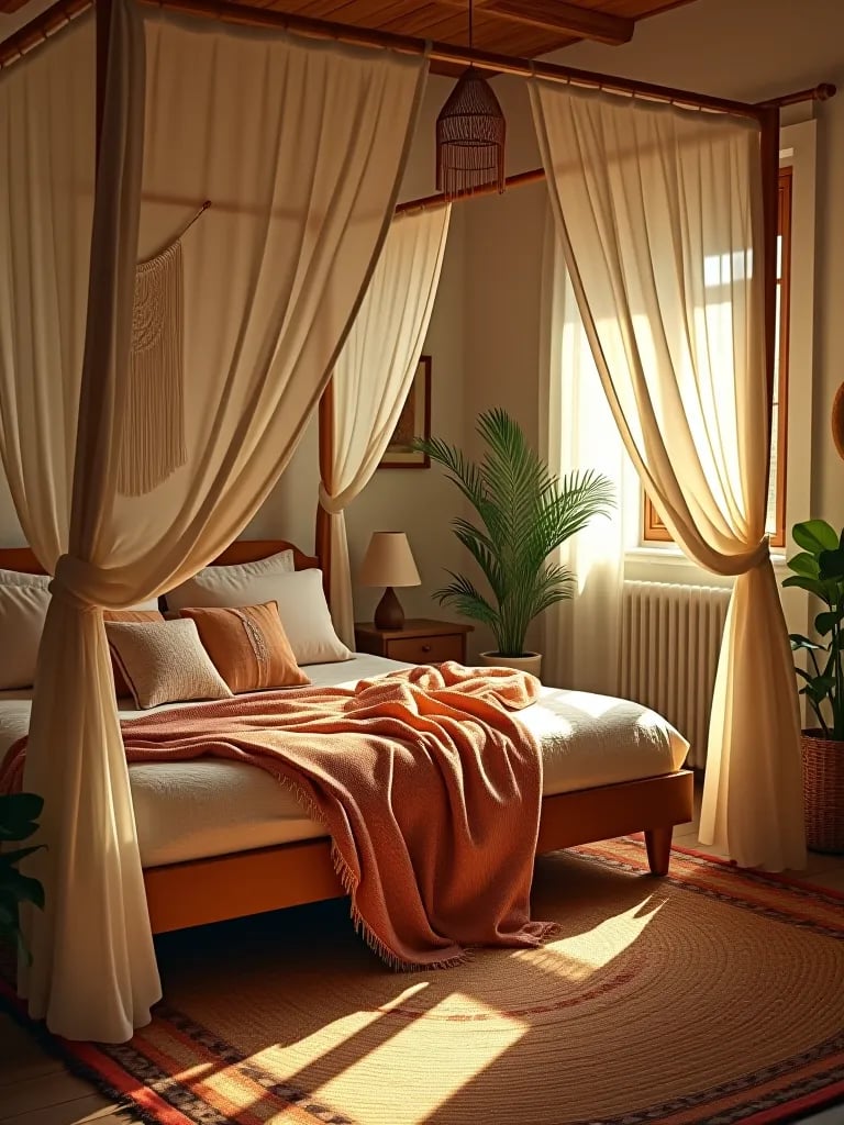 Eclectic boho bedroom with global inspired decor