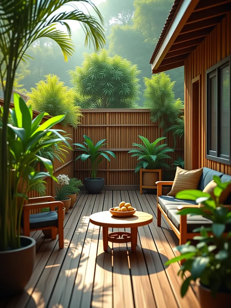 Eclectic mix of colorful deck furniture