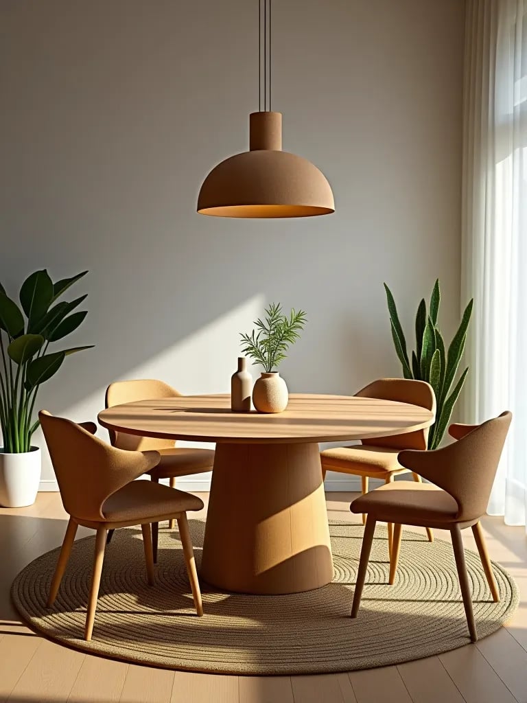 Eco friendly Scandinavian dining room with plants