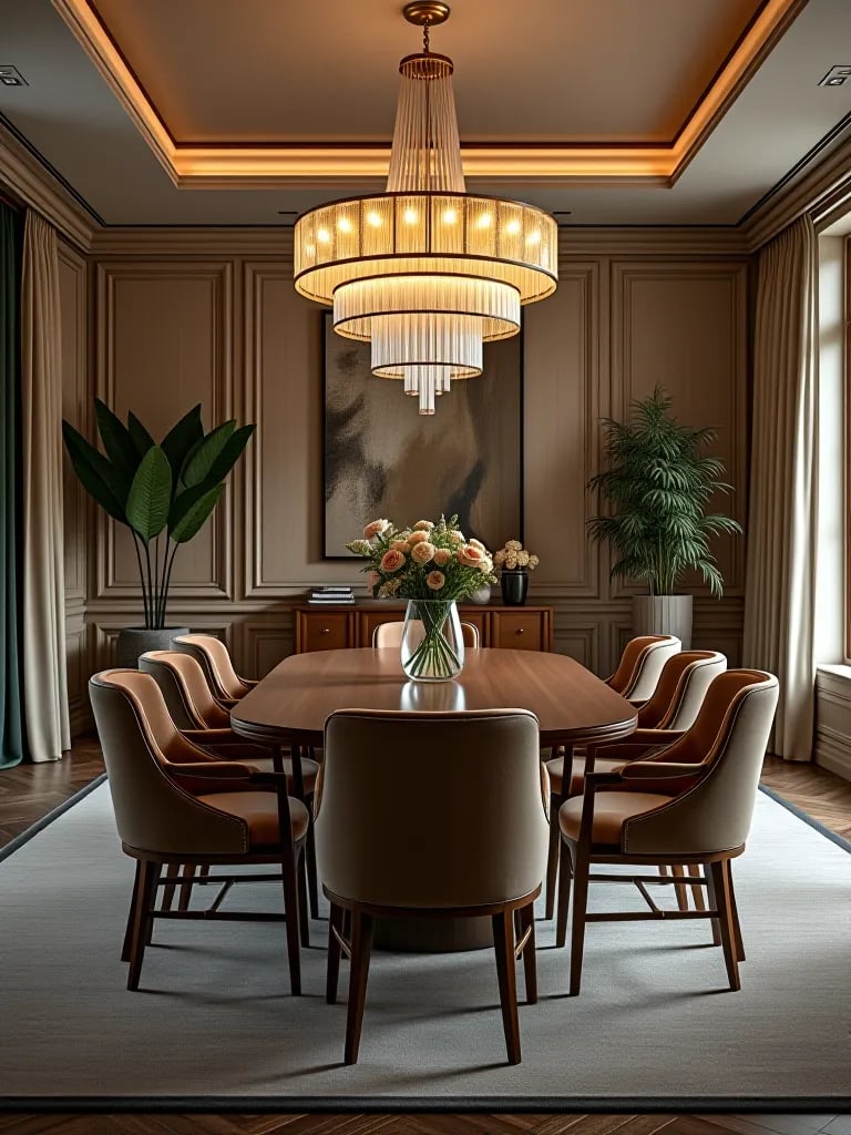 Eco friendly dining room with organic fabric chairs