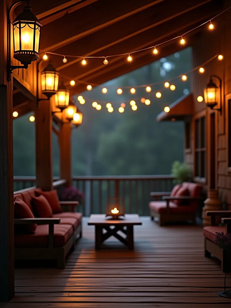 Festive deck with island inspired lighting