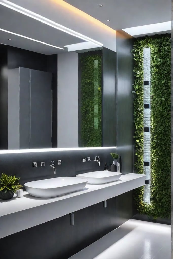 Hightech bathroom smart mirror sound system heated floors